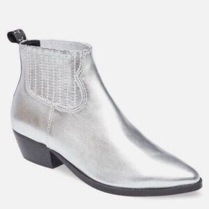 Steve Madden Leather Westie Ankle Boot Silver Size 5.5 Western Cowgirl